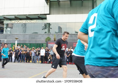 Medan, Indonesia - 2018: Alessandro Del Piero During His Visit To Medan, Indonesia To Conduct Football Coaching Clinic.