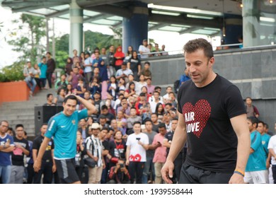 Medan, Indonesia - 2018: Alessandro Del Piero During His Visit To Medan, Indonesia To Conduct Football Coaching Clinic.