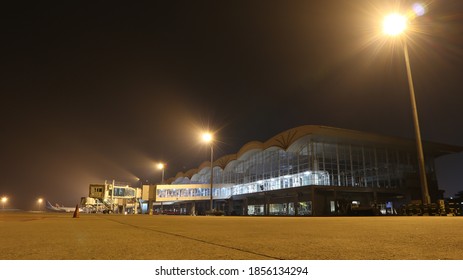 Medan / Indonesia - November 06 2020 : View Of Kualanamu International Airport At Night.