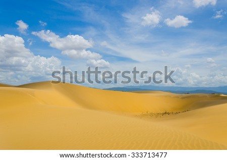 Medanos de Coro National Park desert in Falcon State, Venezuela, on a sunny day with blue skies.