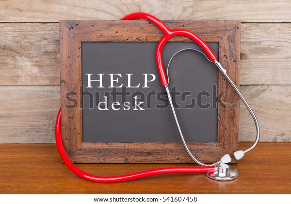 Medecine Concept Blackboard Word Help Desk Royalty Free Stock Image