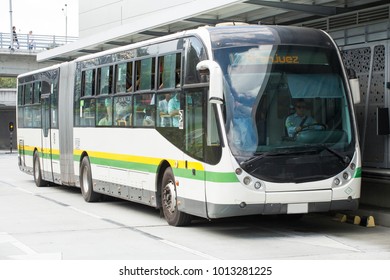 Medellin, Antioquia / Colombia - August 03, 2017. Metroplús Integrated Mass Transit System Of Medium Capacity Bus Type