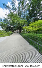 Medellin, Antioquia, Colombia. August 7, 2020: Parques Del Río Medellín Is A Linear Park Located In The Central Area Of The Colombian City Of Medellín That Integrates Both Banks Of The Medellín River