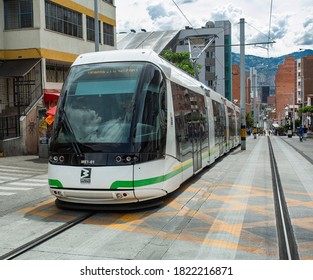 Medellin, Antioquia / Colombia - July 08, 2019. The Medellín Tramway Is A Means Of Rail Transportation, Urban Electric Passenger And Operates In The City Of Medellín.