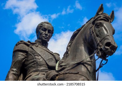 Medellin, Antioquia-Colombia. November 06, 2021.Simón Bolívar Statue In Medellin, Colombia