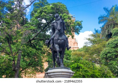 Medellin, Antioquia-Colombia. November 06, 2021.Simón Bolívar Statue In Medellin, Colombia