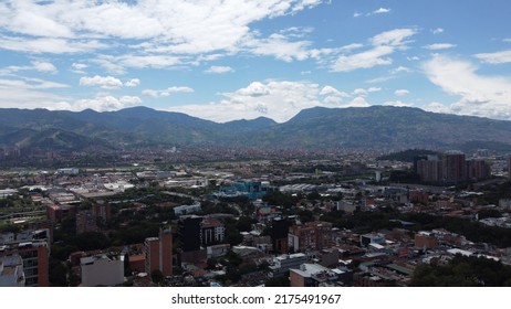 Medellin City Overview With Mountains