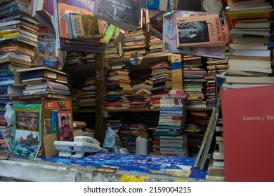 MEDELLIN, COLOMBIA - Jan 16, 2019: Old book store in the middle of downtown of a latin american country like medellin colombia  poor education
