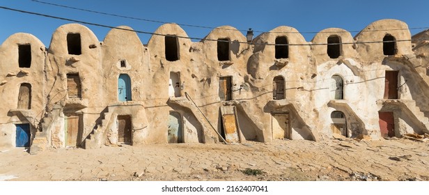 Medenine, Tunesia - May 21, 2022: Panoramic view of the ksar - Berber granaries.