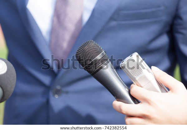 Media interview with business person,\
politician or spokesman