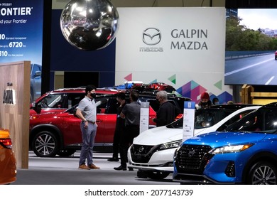 Media Members At The 2021 LA Auto Show Media Day In Los Angeles, November, 18, 2021. 
