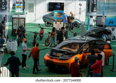 Media Members At The 2021 LA Auto Show Media Day In Los Angeles, November, 18, 2021. 
