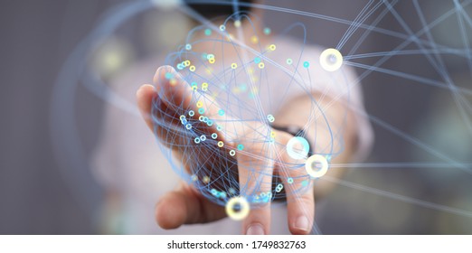 Media Network Hand Digital Net Interface Stock Photo 1749832763 ...