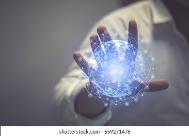 Media worldwide technology concept  and Businessman hands carrying world map - rule the world, world domination concepts etc  of this image furnished by NASA