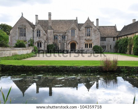 Mediaeval English Manor House Surrounded by a Moat