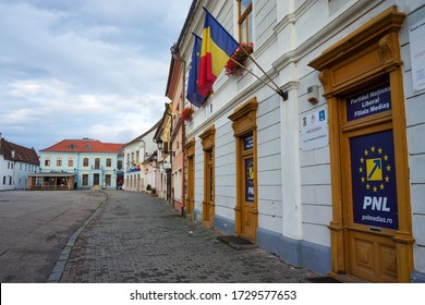 MEDIAS, ROMANIA - AUGUST 1, 2019: Street View Of The Medias Branch Of The National Liberal Party (PNL). 