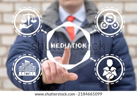 Mediation concept. Service of negotiation, arbitration, mediation lawyer. Business Mediate. Mediator service.