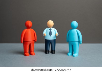 The mediator resolves the conflict between the parties and helps find a compromise. Negotiation, and peaceful conflict resolution. Diplomacy, legal mediation, business ethics, relationship counseling.