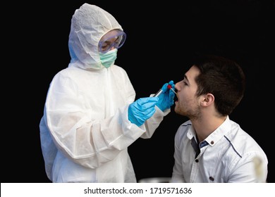 Medic taking sample for coronavirus testing
