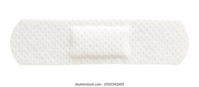 Medical adhesive bandage isolated on white, top view