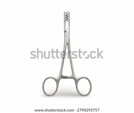 Medical Allis tissue forceps with interlocking toothed jaws used for securely grasping heavy or soft tissue. Premium quality stainless steel surgical clamp isolated for healthcare catalogs, textbooks, or digital medical content