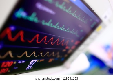 Medical Background. Heart Monitor From Unusual Angle