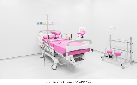 Medical Bed In Labour Room At Modern Hospital