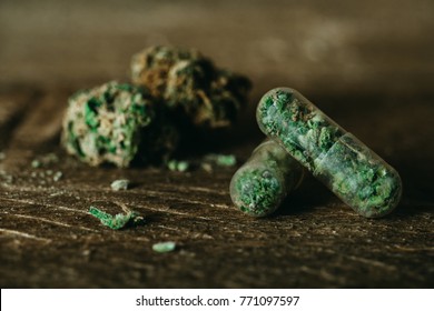 Medical Cannabis Capsule And Buds 