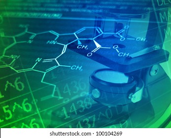 Medical Or Chemistry Science Background With Microscope