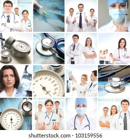 Medical Collage Made Of Many Pictures