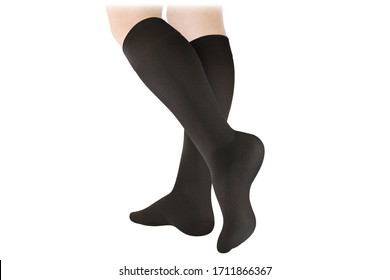 Medical Compression Stockings for varicose veins and venouse therapy. Compression Hosiery.  Sock for sports isolated on white background