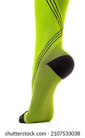 Medical Compression Stockings For Varicose Veins And Venouse Therapy. Compression Hosiery. Sock For Sports Isolated On White Background