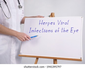 Medical Concept About Herpes Viral Infections Of The Eye Ocular Herpes With Phrase On The Page.
