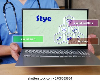 Medical Concept About Stye Eyelid Pain Eyelid Swelling Tearing With Sign On The Page.