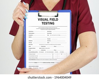 Medical Concept About VISUAL FIELD TESTING With Inscription On The Sheet.
