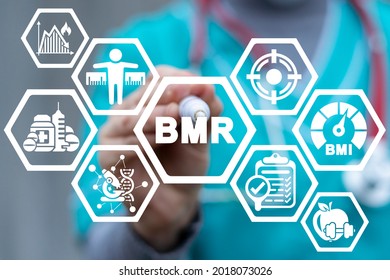 Medical Concept Of BMR Basal Metabolic Rate. Human Overweight Metabolism BMI Control.