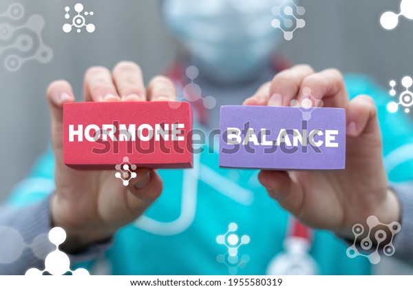 Medical concept of hormone balance. Hormonal\
therapy. Hormones treatment\
innovation.
