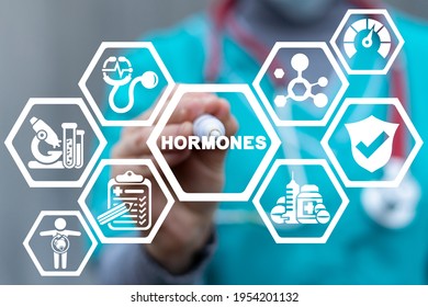 Medical concept of hormones. Hormonal therapy. Human healthy hormone balance.