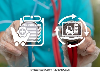 Medical Concept Of Procurement Management. Procure And Supply Chain Medical And Pharmaceutical Products.