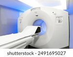 Medical CT or MRI or PET Scan Standing in the Modern Hospital Laboratory. CT Scanner, Pet Scanner in hospital in radiography center. MRI machine for magnetic resonance imaging in hospital radiology
