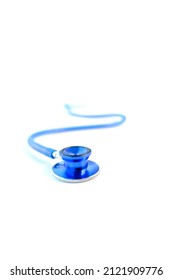 Medical Device For Listening Stethoscope On A White Isolated Background, Medical Research, Insurance And Healthcare Concept, Selective Focus At A Shallow Depth Of Field