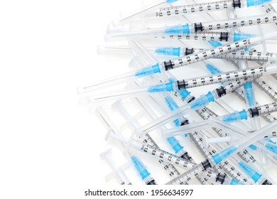 Medical Disposable Syringe With Needle On White Background 