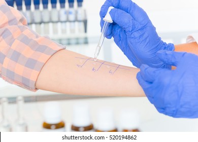 Medical Doctor Doing Allergy Tests In Laboratory