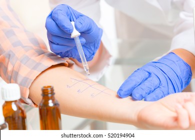 Medical Doctor Doing Allergy Tests In Laboratory