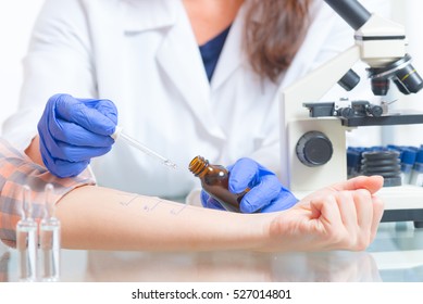 Medical Doctor Doing Allergy Tests In Laboratory