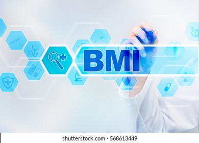 Medical Doctor Drawing Bmi On The Virtual Screen.