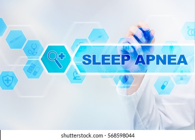 Medical Doctor Drawing Sleep Apnea On The Virtual Screen.