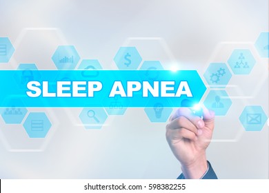 Medical Doctor Drawing Sleep Apnea On The Virtual Screen.