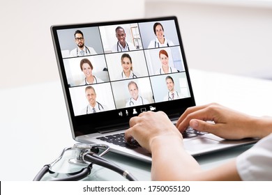 Medical Doctor Holding Online Elearning Video Conference