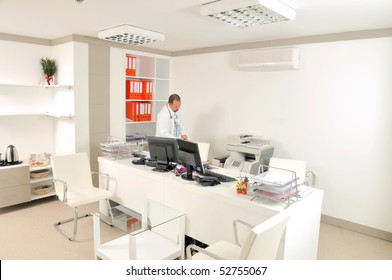 Medical Doctor At White Office Room. A Series Of MEDICAL IMAGES.